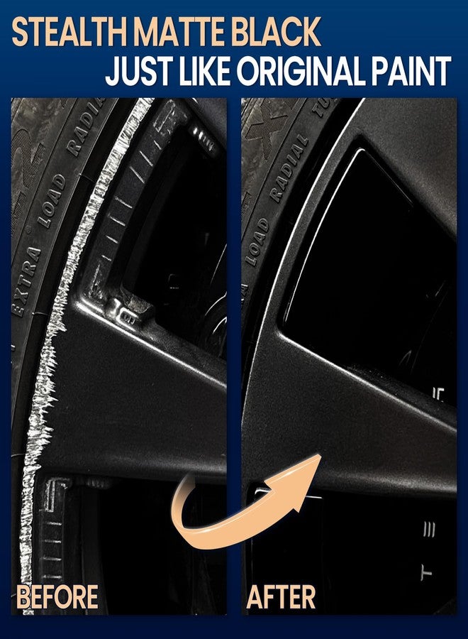 cocomfix طلاء أسود مطفي لإصلاح حواف العجلات، قلم طلاء أسود غير لامع لإصلاح خدوش حواف العجلات، طقم إصلاح خدوش عجلات السيارات المصنوعة من السبائك المعدنية والمينا، قلم طلاء أسود ساتان عالمي لإصلاح خدوش السيارات (1 أونصة سائلة) - Image 4